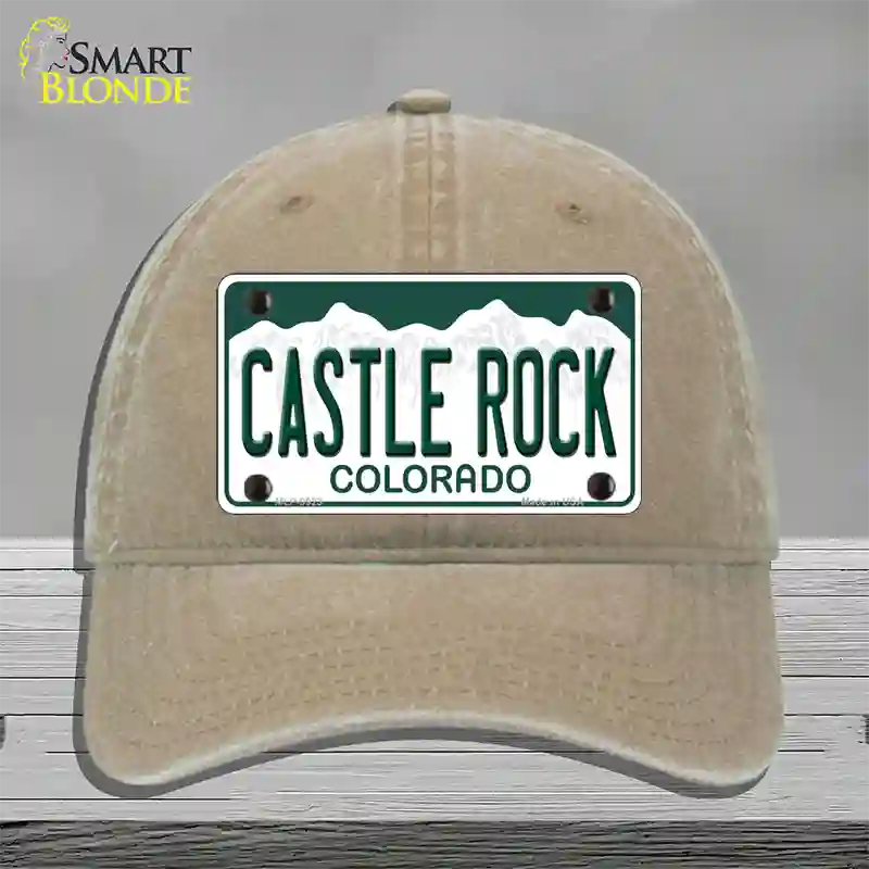 Castle Rock Colorado Novelty License Plate Hat Unconstructed Cotton / Khaki