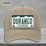 Durango Colorado Novelty License Plate Hat Unconstructed Cotton / Khaki