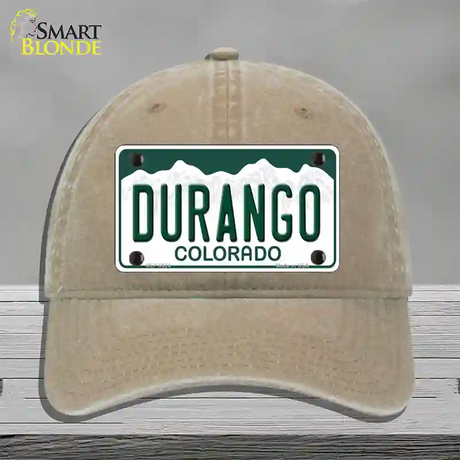 Durango Colorado Novelty License Plate Hat Unconstructed Cotton / Khaki