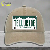 Telluride Colorado Novelty License Plate Hat Unconstructed Cotton / Khaki