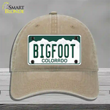 Bigfoot Colorado Novelty License Plate Hat Unconstructed Cotton / Khaki