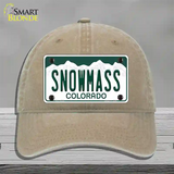 Snowmass Colorado Novelty License Plate Hat Unconstructed Cotton / Khaki