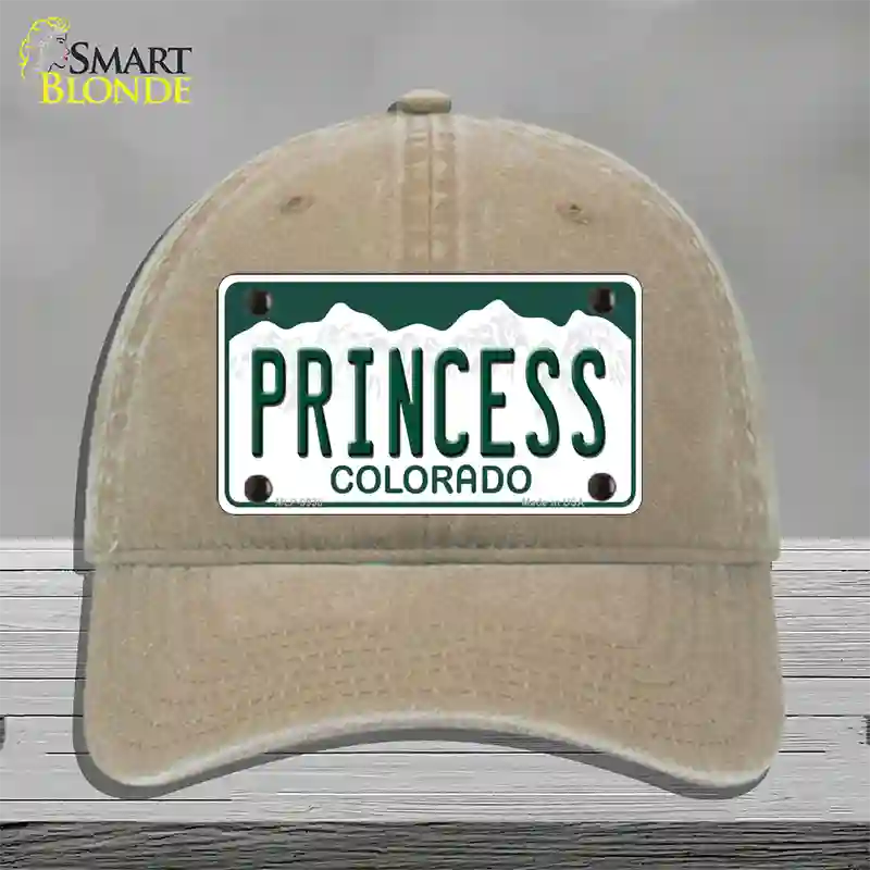 Princess Colorado Novelty License Plate Hat Unconstructed Cotton / Khaki