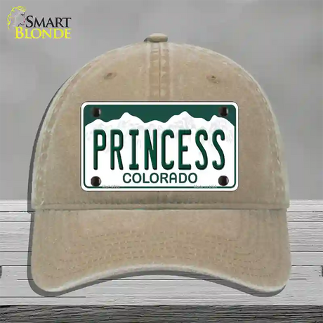 Princess Colorado Novelty License Plate Hat Unconstructed Cotton / Khaki