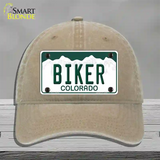 Biker Colorado Novelty License Plate Hat Unconstructed Cotton / Khaki