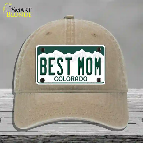 Best Mom Colorado Novelty License Plate Hat Unconstructed Cotton / Khaki