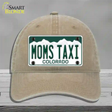 Moms Taxi Colorado Novelty License Plate Hat Unconstructed Cotton / Khaki