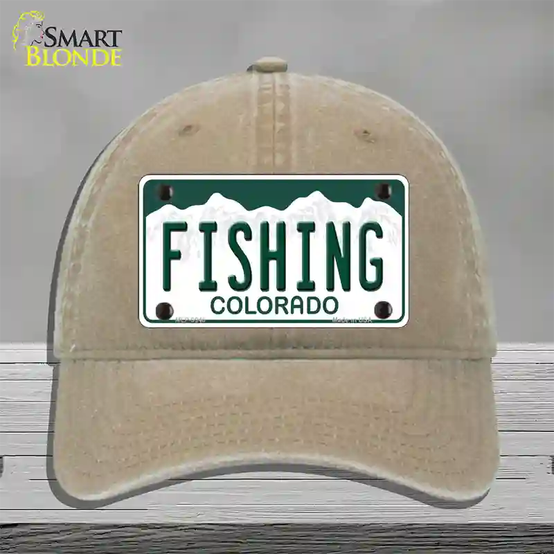 Fishing Colorado Novelty License Plate Hat Unconstructed Cotton / Khaki