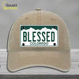 Blessed Colorado Novelty License Plate Hat Unconstructed Cotton / Khaki