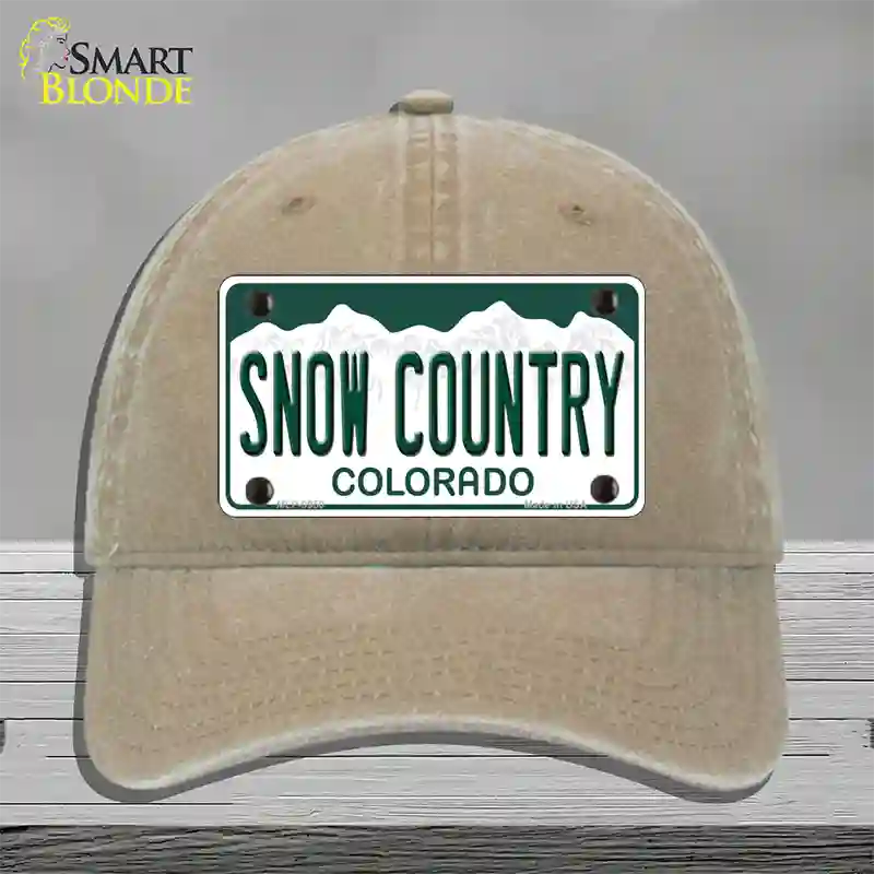 Snow Country Colorado Novelty License Plate Hat Unconstructed Cotton / Khaki