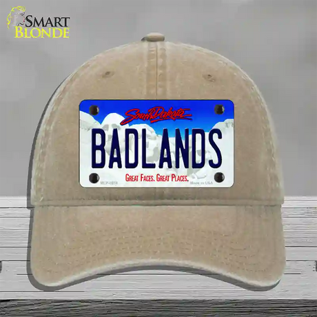 Badlands South Dakota Novelty License Plate Hat Unconstructed Cotton / Khaki