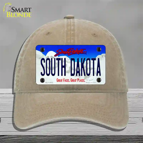 South Dakota Rushmore Novelty License Plate Hat Unconstructed Cotton / Khaki