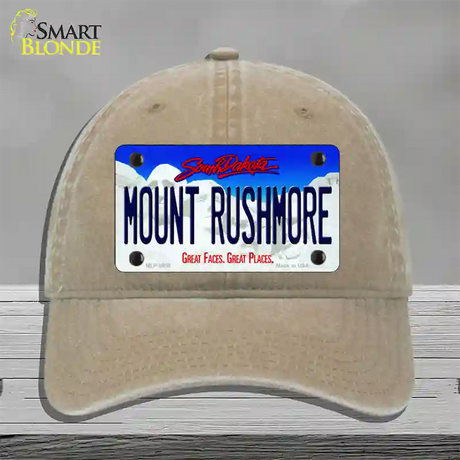 Mount Rushmore South Dakota Novelty License Plate Hat Unconstructed Cotton / Khaki