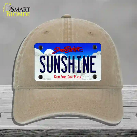 Sunshine South Dakota Novelty License Plate Hat Unconstructed Cotton / Khaki