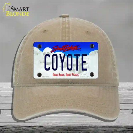 Coyote South Dakota Novelty License Plate Hat Unconstructed Cotton / Khaki