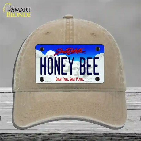 Honey Bee South Dakota Novelty License Plate Hat Unconstructed Cotton / Khaki