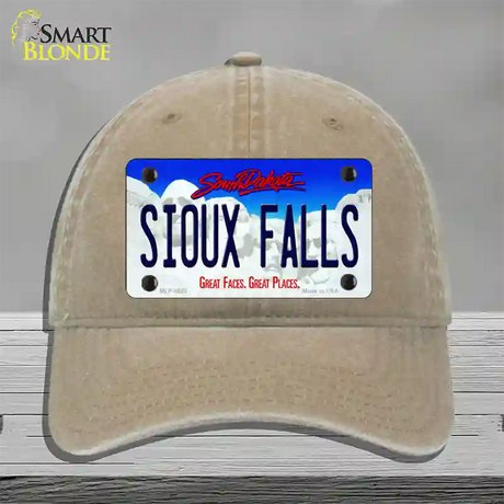 Sioux Falls South Dakota Novelty License Plate Hat Unconstructed Cotton / Khaki