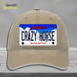 Crazy Horse South Dakota Novelty License Plate Hat Unconstructed Cotton / Khaki