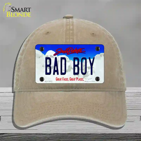 Bad Boy South Dakota Novelty License Plate Hat Unconstructed Cotton / Khaki