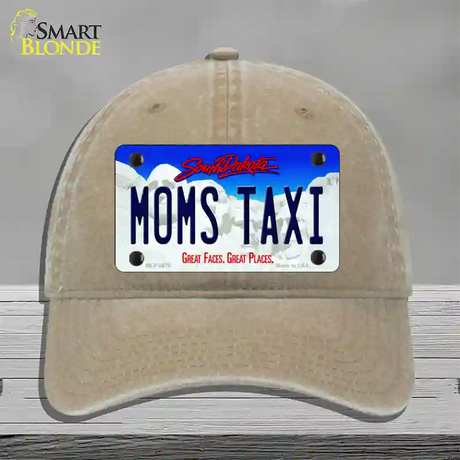 Moms Taxi South Dakota Novelty License Plate Hat Unconstructed Cotton / Khaki