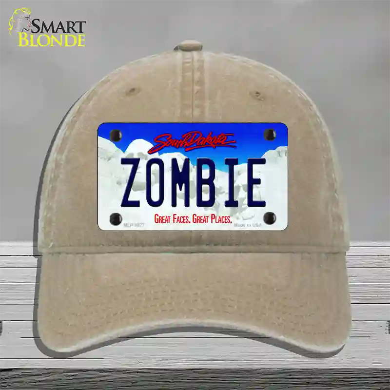 Zombie South Dakota Novelty License Plate Hat Unconstructed Cotton / Khaki