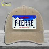 Pierre South Dakota Novelty License Plate Hat Unconstructed Cotton / Khaki