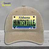 Huntsville Alabama Novelty License Plate Hat Unconstructed Cotton / Khaki