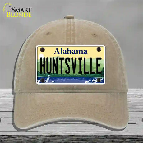 Huntsville Alabama Novelty License Plate Hat Unconstructed Cotton / Khaki