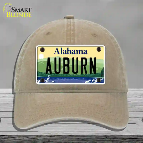 Auburn Alabama Novelty License Plate Hat Unconstructed Cotton / Khaki