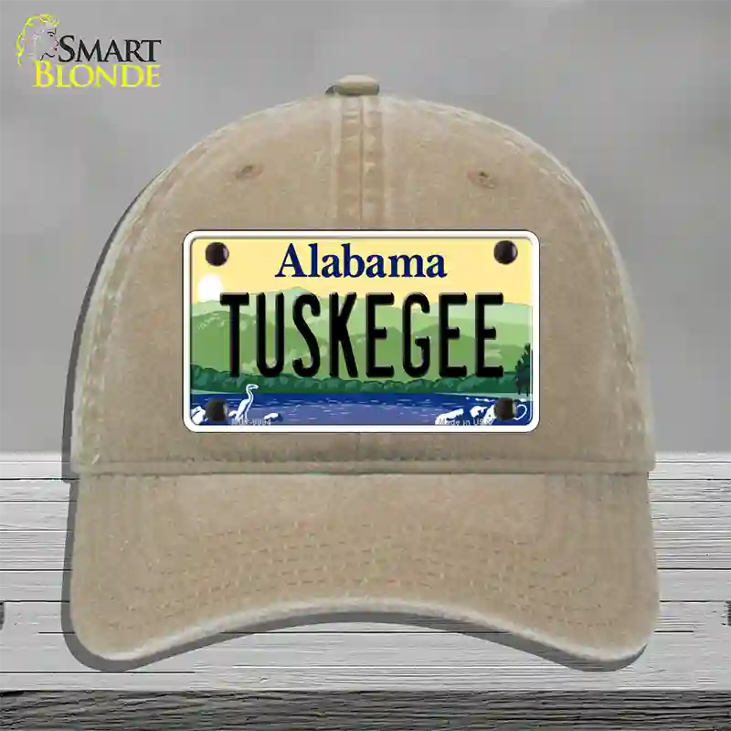 Tuskegee Alabama Novelty License Plate Hat Unconstructed Cotton / Khaki