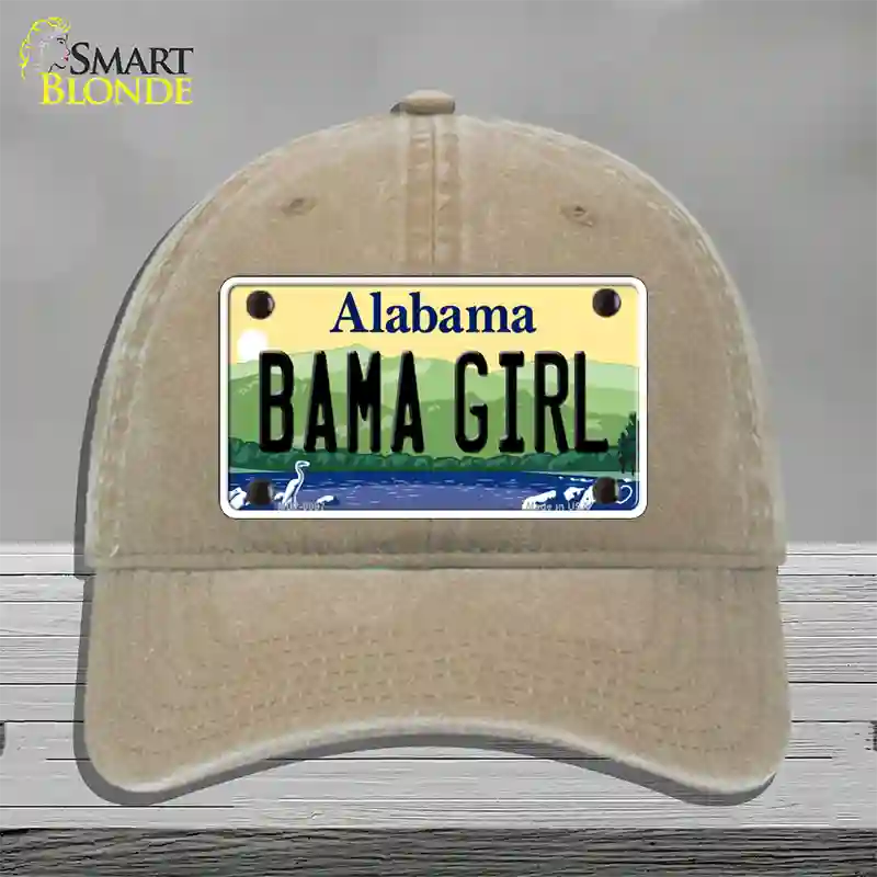 Bama Girl Alabama Novelty License Plate Hat Unconstructed Cotton / Khaki