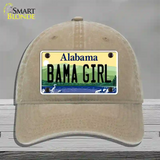 Bama Girl Alabama Novelty License Plate Hat Unconstructed Cotton / Khaki