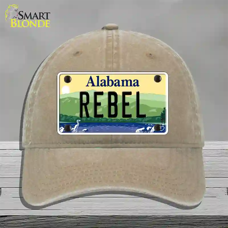 Rebel Alabama Novelty License Plate Hat Unconstructed Cotton / Khaki