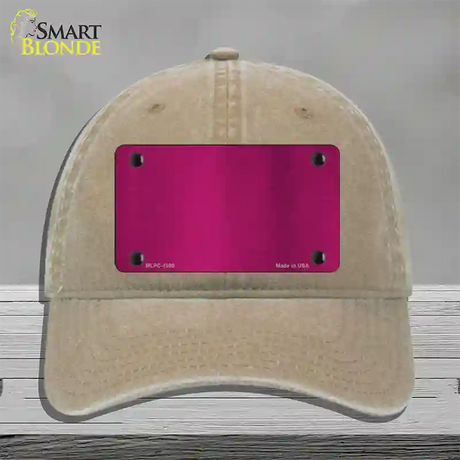 Pink Metallic Solid Novelty License Plate Hat Unconstructed Cotton / Khaki