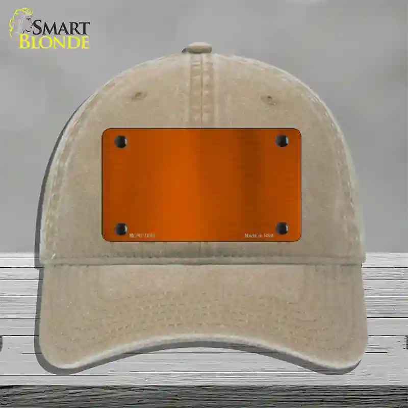 Orange Metallic Solid Novelty License Plate Hat Unconstructed Cotton / Khaki