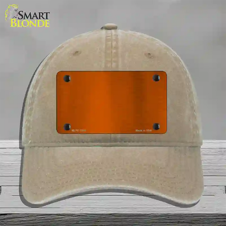 Orange Metallic Solid Novelty License Plate Hat Unconstructed Cotton / Khaki