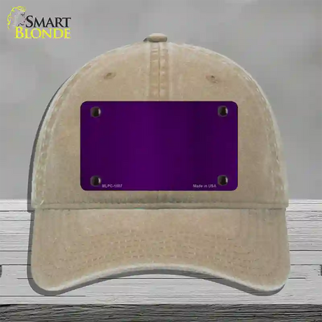 Purple Metallic Solid Novelty License Plate Hat Unconstructed Cotton / Khaki