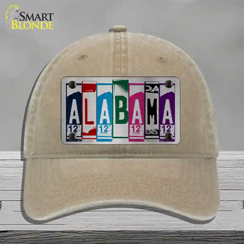 Alabama License Plate Art Novelty License Plate Hat Unconstructed Cotton / Khaki