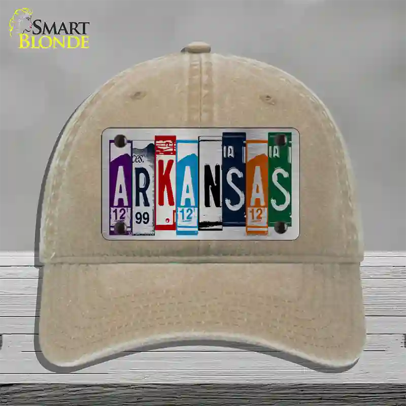 Arkansas License Plate Art Novelty License Plate Hat Unconstructed Cotton / Khaki