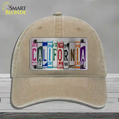 California License Plate Art Novelty License Plate Hat Unconstructed Cotton / Khaki