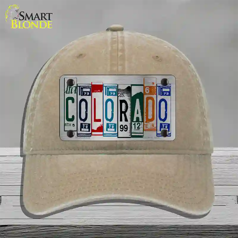 Colorado License Plate Art Novelty License Plate Hat Unconstructed Cotton / Khaki