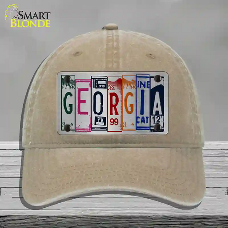 Georgia License Plate Art Novelty License Plate Hat Unconstructed Cotton / Khaki