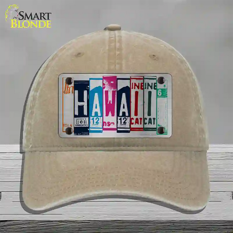 Hawaii License Plate Art Novelty License Plate Hat Unconstructed Cotton / Khaki