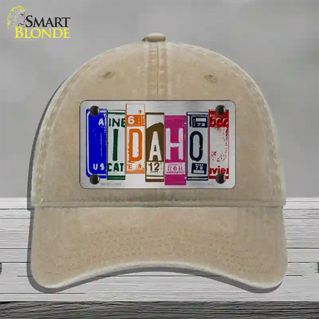 Idaho License Plate Art Novelty License Plate Hat Unconstructed Cotton / Khaki