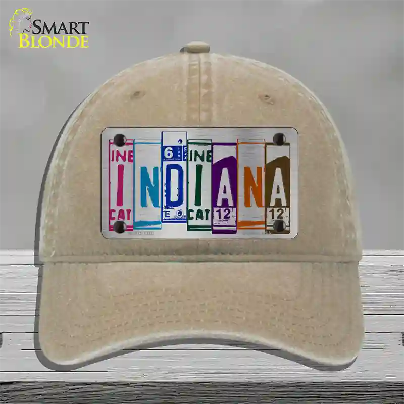 Indiana License Plate Art Novelty License Plate Hat Unconstructed Cotton / Khaki