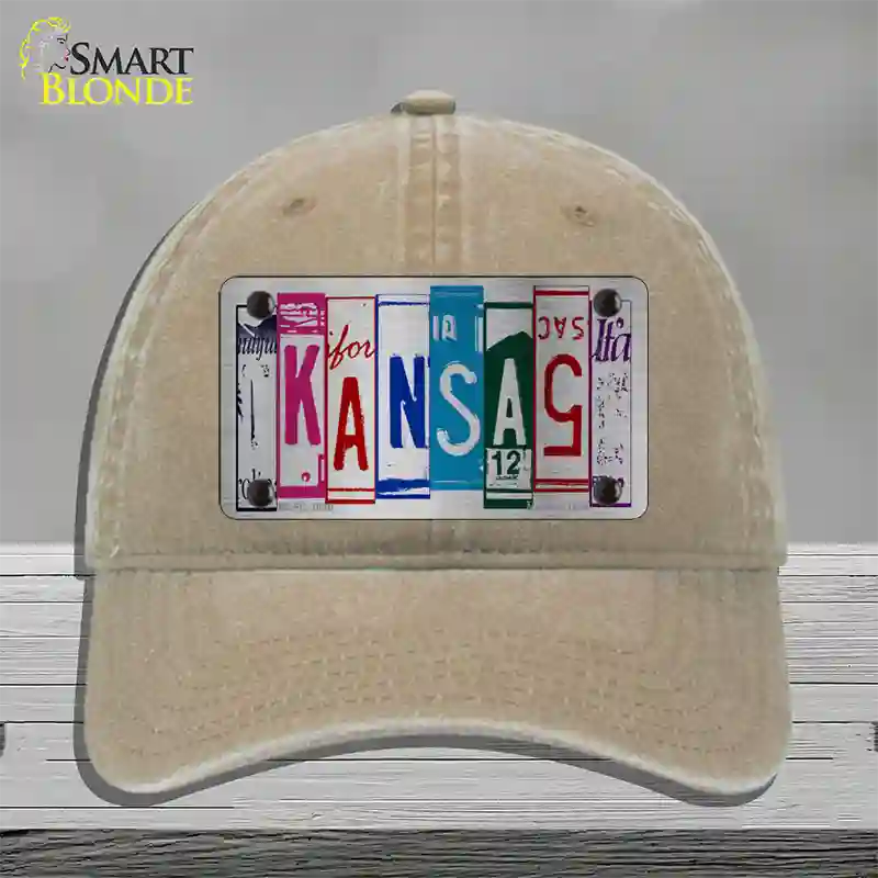 Kansas License Plate Art Novelty License Plate Hat Unconstructed Cotton / Khaki