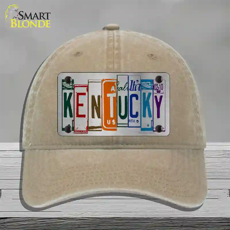 Kentucky License Plate Art Novelty License Plate Hat Unconstructed Cotton / Khaki