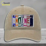 Maine License Plate Art Novelty License Plate Hat Unconstructed Cotton / Khaki