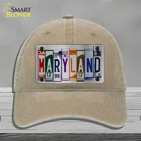 Maryland License Plate Art Novelty License Plate Hat Unconstructed Cotton / Khaki