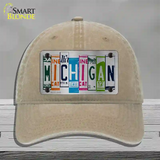 Michigan License Plate Art Novelty License Plate Hat Unconstructed Cotton / Khaki